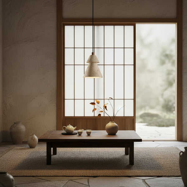 yellow travertine cone pendant light 2