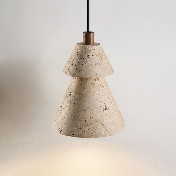 yellow travertine cone pendant light 2