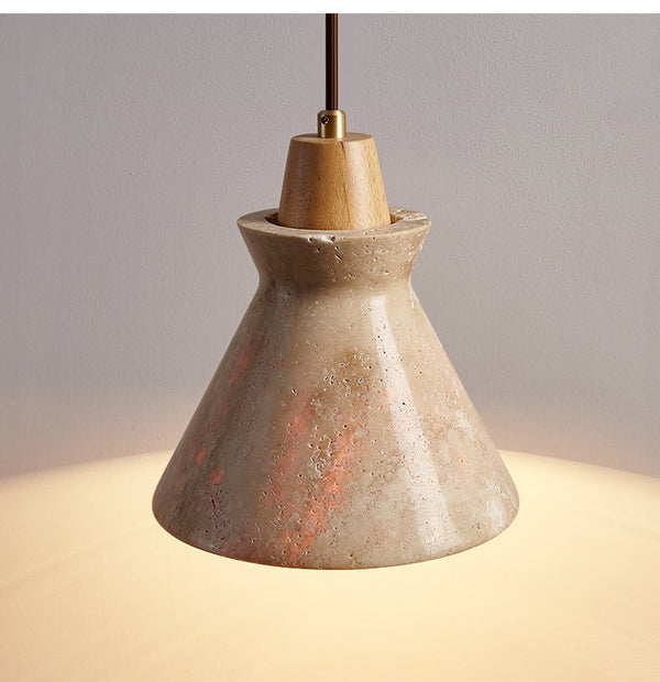 yellow travertine cone pendant light 3