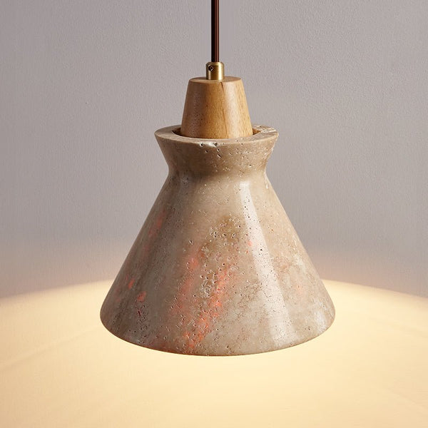 yellow travertine cone pendant light 3