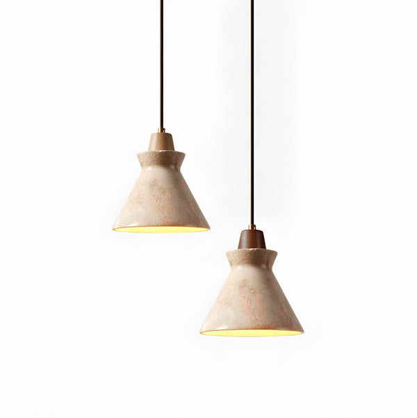 yellow travertine cone pendant light 3