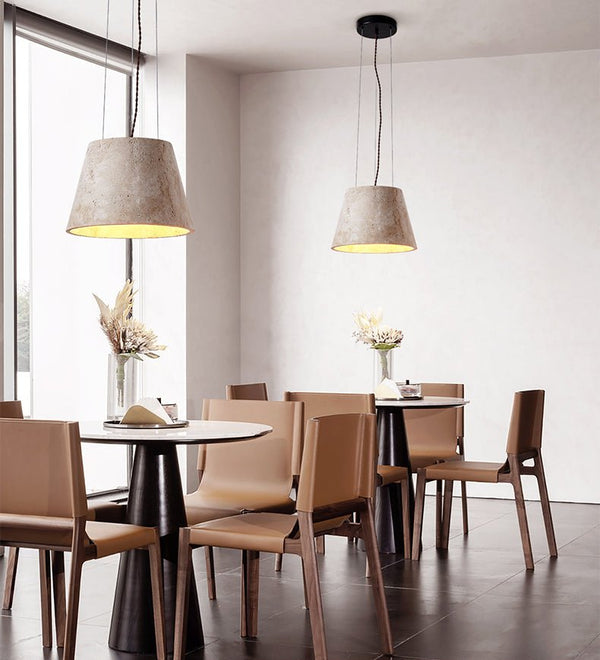 yellow travertine cone pendant light 4