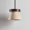 yellow travertine cone pendant light walnut ring