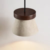 yellow travertine cone pendant light walnut ring