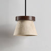 yellow travertine cone pendant light walnut ring