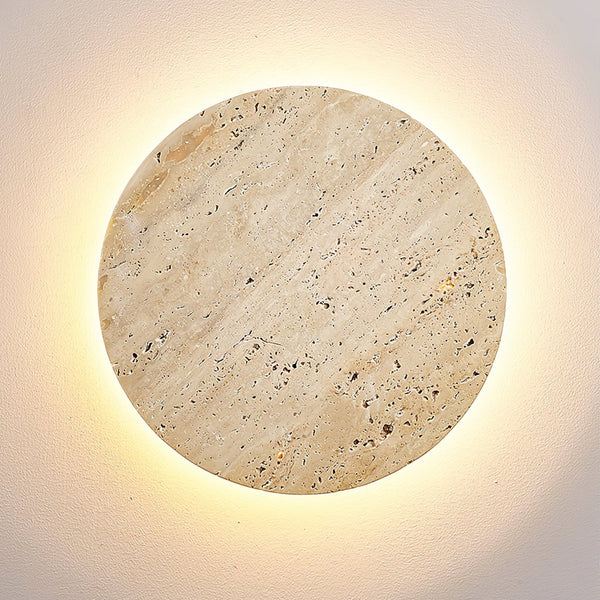 yellow travertine disc led wall sconce