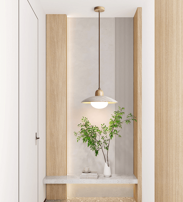 yellow travertine dome pendant light 2