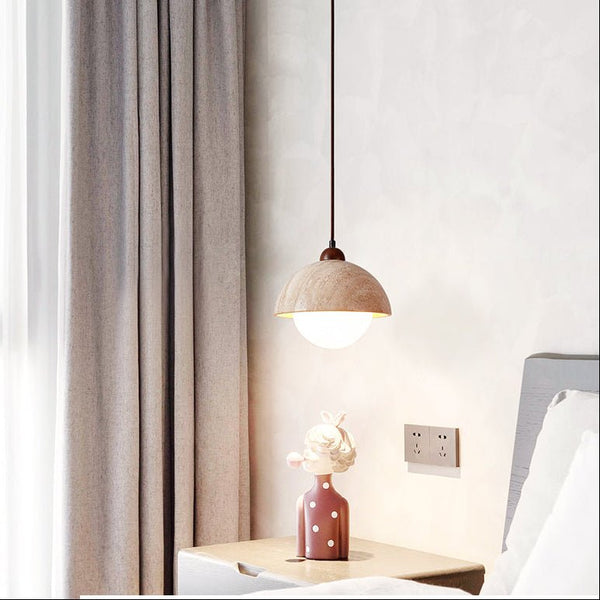 yellow travertine dome pendant light