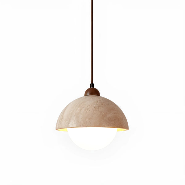 yellow travertine dome pendant light