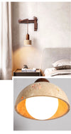 yellow travertine dome wall sconce walnut arm