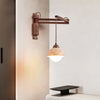 yellow travertine dome wall sconce walnut arm