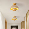 yellow travertine dome wood accent ceiling light