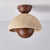 yellow travertine dome wood accent ceiling light