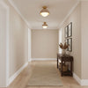 yellow travertine dome wood accent ceiling light
