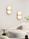 yellow travertine double globe wall sconce