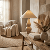 yellow travertine double gourd table lamp