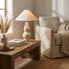 yellow travertine double gourd table lamp