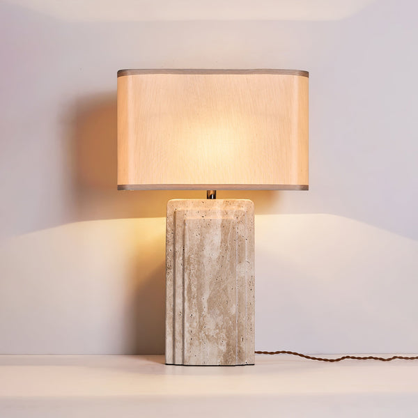yellow travertine fabric table lamp