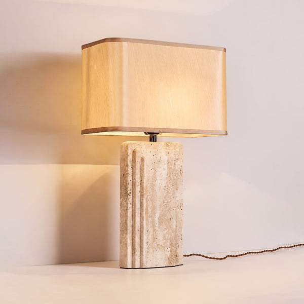 yellow travertine fabric table lamp