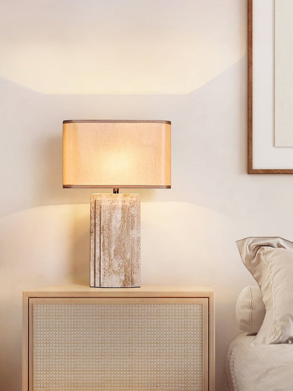 yellow travertine fabric table lamp