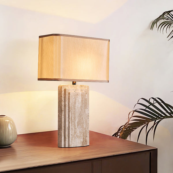 yellow travertine fabric table lamp