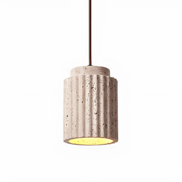 yellow travertine fluted stone pendant light