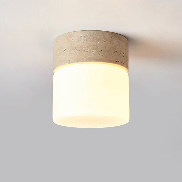 yellow travertine frosted glass flush mount ceiling light 2