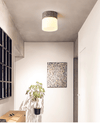 yellow travertine frosted glass flush mount ceiling light 2