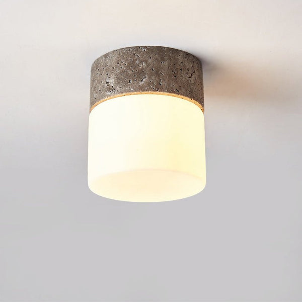 yellow travertine frosted glass flush mount ceiling light 2