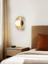yellow travertine frosted glass globe wall sconce