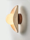 yellow travertine frosted glass globe wall sconce