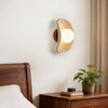 yellow travertine frosted glass globe wall sconce