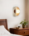 yellow travertine frosted glass globe wall sconce