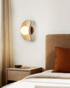 yellow travertine frosted glass globe wall sconce