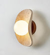 yellow travertine frosted glass globe wall sconce