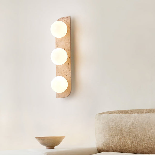 yellow travertine glass globe plug in wall sconce