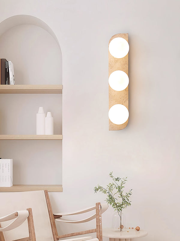 yellow travertine glass globe plug in wall sconce