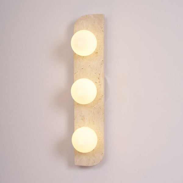 yellow travertine glass globe plug in wall sconce