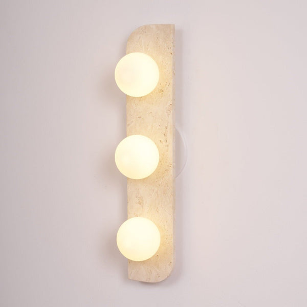 yellow travertine glass globe plug in wall sconce