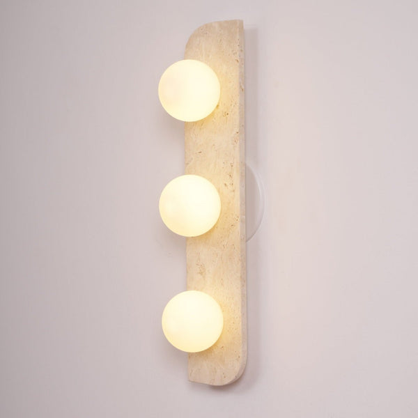 yellow travertine glass globe plug in wall sconce