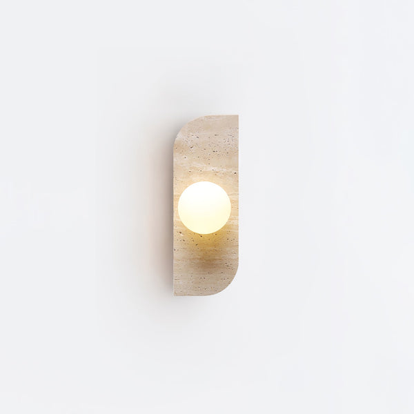 yellow travertine glass globe plug in wall sconce