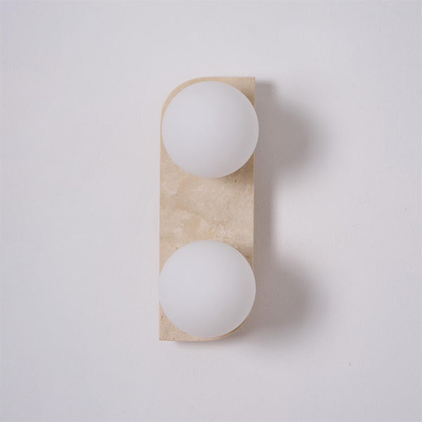 yellow travertine glass globe plug in wall sconce