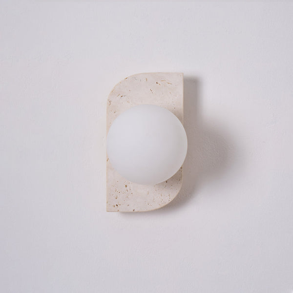yellow travertine glass globe plug in wall sconce