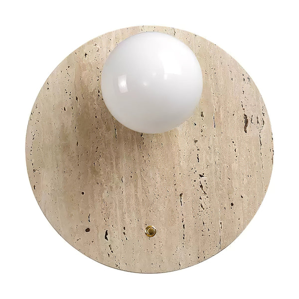 yellow travertine glass globe wall sconce