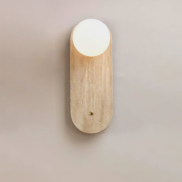 yellow travertine glass globe wall sconce