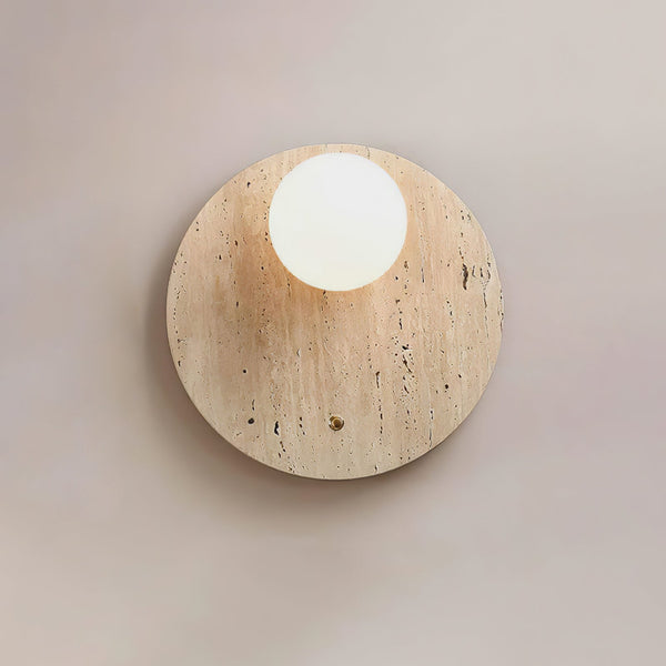 yellow travertine glass globe wall sconce