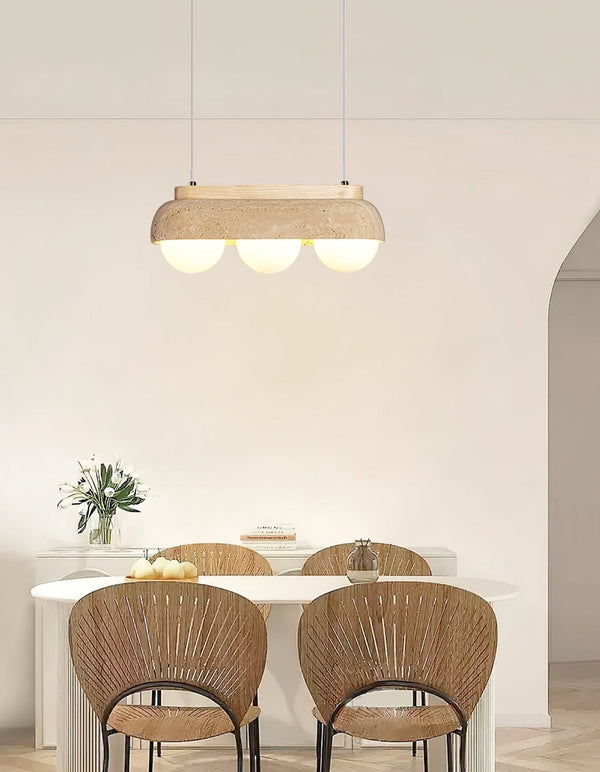 yellow travertine glass orb pendant light