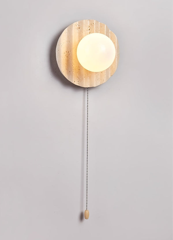 yellow travertine glass sphere wall sconce