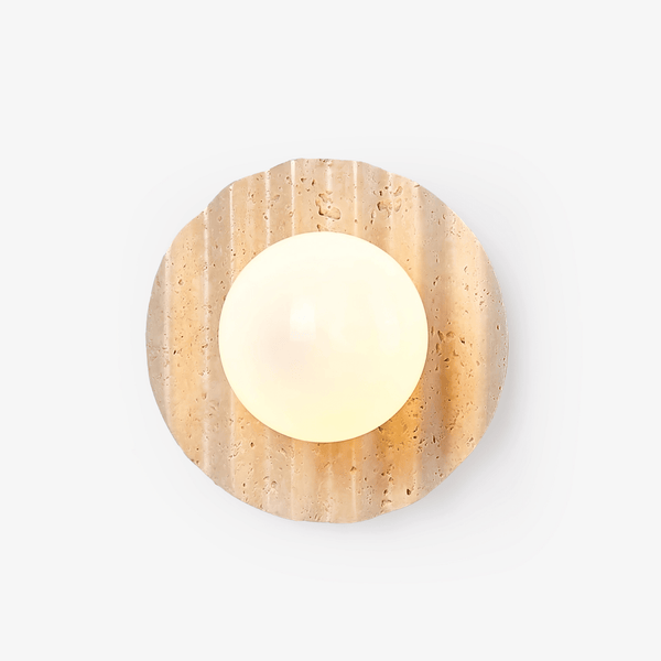yellow travertine glass sphere wall sconce