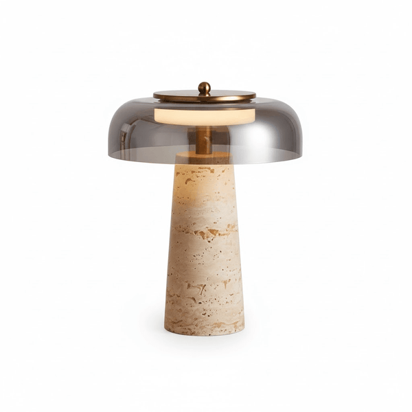 yellow travertine glass table lamp